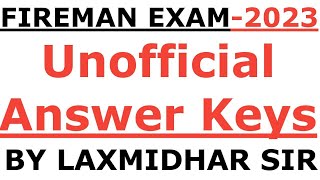 Fireman Exam 2023 I Unofficial Answer Keys By Laxmidhar Sir I Odisha Fireman Answer Keys 2023 [upl. by Gerger]