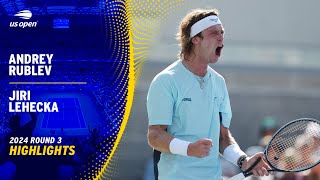 Andrey Rublev vs Jiri Lehecka Highlights  2024 US Open Round 3 [upl. by Bonnell208]