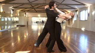 Waltz Routine  Turning Lock from Promenade Back Fallaway amp Right Lunge  Ballroom Dance Lesson [upl. by Kaine336]