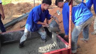 Hand Pouring Concrete  Hard Work  Building The Dream  AKA Thailand [upl. by Childers965]