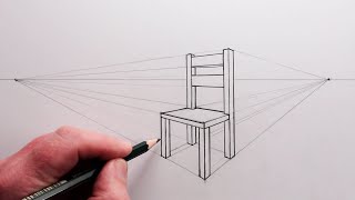 How to Draw a Chair using Two Point Perspective Narrated [upl. by Arraeic325]