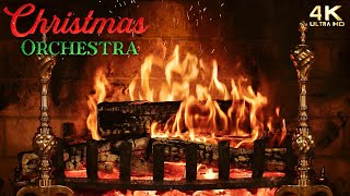 🔥 Christmas Fireplace w Festive Instrumental Orchestra Christmas Music [upl. by Kulda]