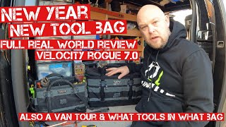 PLUMBERS TOOL BAG REVIEW amp VAN TOUR VELOCITY Rogue 70 PB Kit Bag amp a brief Van Tour [upl. by Doone766]