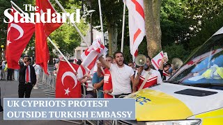 UK Cypriots protest outside Turkish embassy on 50th anniversary of invasion [upl. by Eiramanitsirhc535]