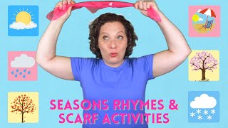 Seasons Rhymes for Preschool  Rain On The Grass amp Here Is A Green Leaf  Scarf Activities [upl. by Nive217]