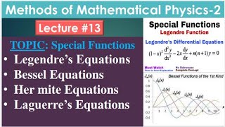 Special Functions  Legendres Equation  Bessel Function  Hermite Equation  Laguerres Equation [upl. by Adebayo340]