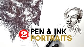 How i use pen and ink when drawing portraits get prepped for inktober 2021 [upl. by Nelav]