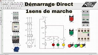 DÉMARRAGE DIRECT UN SENS DE MARCHEsimulation démarrage moteur triphasé CADesimu Schéma [upl. by Bunce]