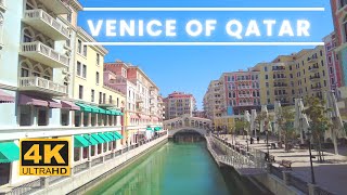 Qanat Quartier Pearl Qatar  Walking Tour 4K [upl. by Gertrudis]