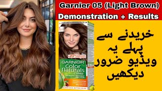 Garnier 5 no hair color  Garnier light brown color  Garnier hair color  Hair color demonstration [upl. by Hogg987]