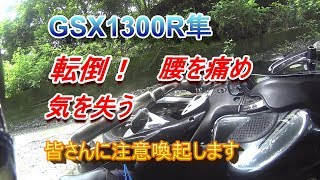 【モトブログ】GSX1300Rハヤブサ 転倒し腰を痛め気を失う [upl. by Ahsena813]