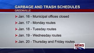 Greenville Garbage Schedule for MLK Day [upl. by Enialb]