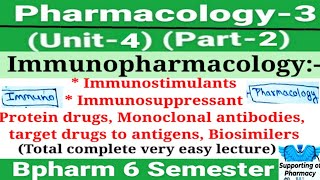 Immunopharmacology। Immunostimulants।Immunosuppressant।Protein drugs।Biosimilar।Pharmacology Bph6sem [upl. by Pennebaker393]