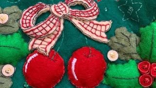 Christmas tree skirt cherries and bows sewing handmade christmas tree [upl. by Sue]