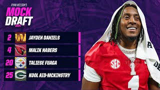 2024 NFL Mock Draft Malik Nabers FIRST wide receiver drafted Packers take KoolAid  CBS Sports [upl. by Nosnev]