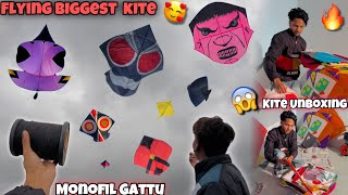 Flying Biggest Kite😍 With  Monofil Gattu   New Packing  Kite Unboxing  Desi Patangbaazi 🪁 [upl. by Kellina667]