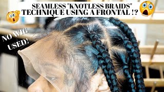 Knotless Box Braids Using A Frontal NO WIG  Thin Edges Friendly  Laurasia Andrea Natural Hair [upl. by Gnilrac348]