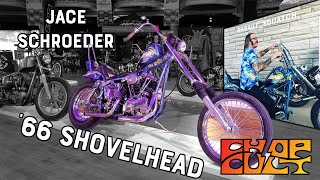 JACE SCHROEDER 1966 Crazy Franks Shovelhead Chopper at Mama Tried Show [upl. by Nosoj]