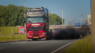 TEKNO Event Truckshow 2023 with many black smoke Scania V8 open pipes sound [upl. by Mendez397]