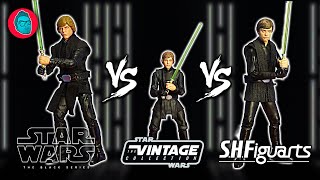 ¿CUÁL es el mejor LUKE SKYWALKER  Black Series vs Vintage Collection vs SH Figuarts [upl. by Nelo]