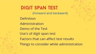 Digit Span Test in UrduHindi  Forward and Backward Digit Span  JahanZaib Saleem [upl. by Ahsats483]