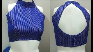 Beautiful Halter Neck Blouse Cutting and Stitching  Blouse Design  Halter Neck Blouse Design [upl. by Adnamahs151]