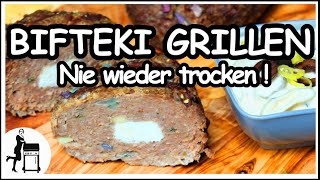 Bifteki Grillen  Nie mehr trocken  mit genialer Soße [upl. by Anwaf]