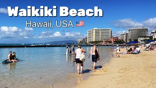 Waikiki Beach walking tour 2024  Waikiki Beach 4K  Oahu  Hawaii USA  Waikiki walking tour 4K [upl. by Drusy]