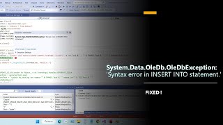 Syntax error in INSERT INTO statement acces database in Visual Studio [upl. by Howlan]