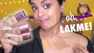 LAKME here we go again 16 shades foundation IN DEPTH Review amp wear test on DARK Indian Skin [upl. by Lyrej]