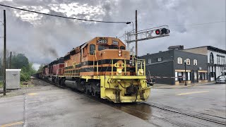 YouTube Creator Award amp Fast Freight Train 3 Locomotives Short Line Railroading Blanchester Ohio [upl. by Virgin137]