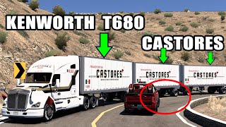 TRIPLE Trailer de CASTORES Paquetería Kenworth T680 Ruta Baja Sur American Truck Simulator [upl. by Asserat]