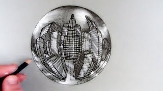 How to Draw a City in 5Point Perspective in a Crystal Ball [upl. by Minna]