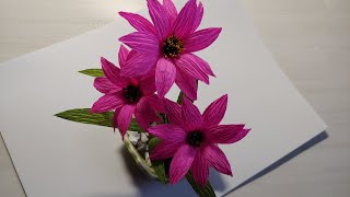 How to make a beautiful pink crepe paper flower decoration piece in a sauce bowl [upl. by Gerianne126]