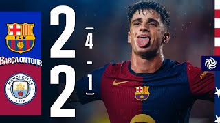 HIGHLIGHTS  FC BARCELONA 2 4  1 2 MANCHESTER CITY  USA TOUR 2024 [upl. by Aylsworth721]