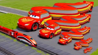 Big amp Small Long Snake Lightning Mcqueen vs Trains  BeamNGDrive [upl. by Dickson]