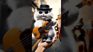 Cute cat playing bass guitar shorts short [upl. by Iturk243]