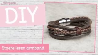 DIY sieraden maken met Kralenhoekje  Stoere leren armband met magneetslot [upl. by Lareneg]