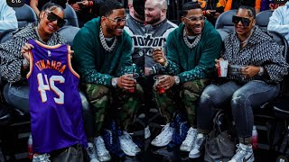 Ashanti amp Nelly sit court side during the Sacramento Kings vs Phoenix Suns game on 11 10 2024 [upl. by Anawahs300]