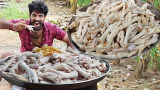 CHICKEN Feet GRAVY Prepared VILLAGE MAN AND VILLAGE STYLE COOKING amp EATING [upl. by Shandy169]