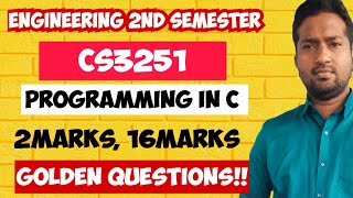 CS3251Programming in C2marks16MarksImportant Questions and Answers2024 [upl. by Airamesor]