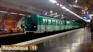 République  Ligne 11  Métro de Paris  RATP MP59 [upl. by Akinnor]