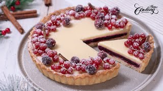 Cranberry White Chocolate Tart  The Best Christmas Cranberry Tart ever [upl. by Ahsykal]