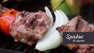 3 IDEE PER SPIEDINI DI CARNE  ALLA BIRRA CON PESCHE  PEPERONI E CIPOLLA POLPETTE E POMODORINI [upl. by Oicul562]