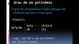 Polinômios e grau de um polinômio [upl. by Yatnohs]