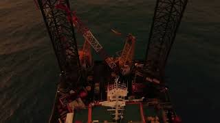 Liftboat Operation Seapup1 Aerial Footage [upl. by Nassi]