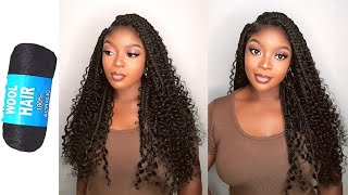 😲DIY Jumbo Boho Curly Braids Using Brazilian Wool Knotless Boho Braids [upl. by Negaem]