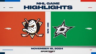 NHL Highlights  Ducks vs Stars  November 18 2024 [upl. by Haikezeh]