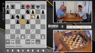 2018 Champions Showdown Kasparov vs Topalov Blitz 13  Day 4 [upl. by Noremak]