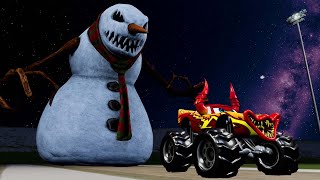 Epic battle between The Lightning Monster Truck McQueen Eater VS Snowman Eater BeamNGDrive [upl. by Adyahs895]